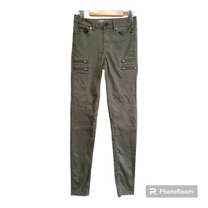 NOISY MAY Lucy Slim Zip Biker Pant Olive Green Size 27/32